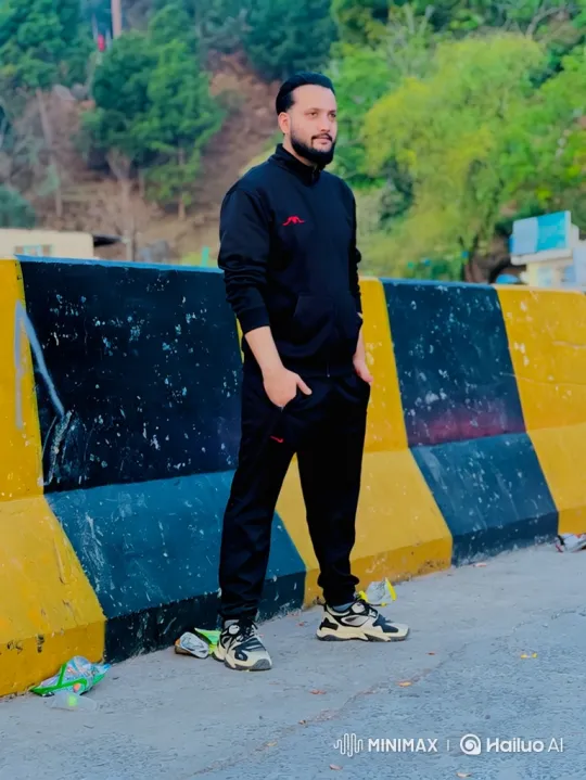 Man in Tracksuit Reflects by Roadside – AI Generated Video | Hailuo AI