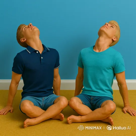 Two Figures Stretch Necks, Leak Red Paint – AI Generated Video | Hailuo AI