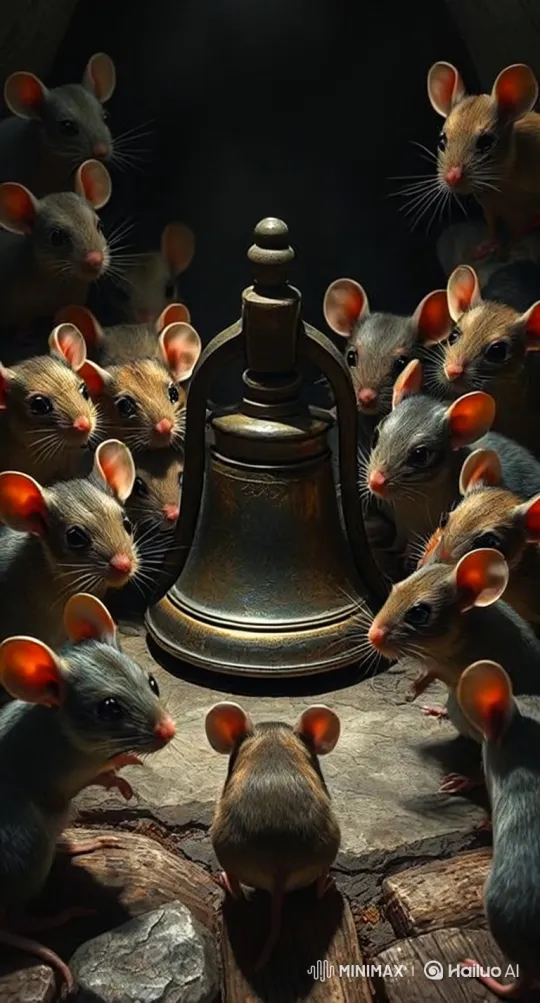 Mice Gather Around a Golden Bell in a Cozy Hole – AI Generated Video | Hailuo AI