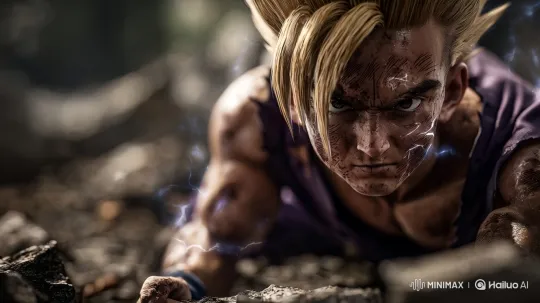 Battle-Scarred Man Embraces Power Amidst Destruction – AI Generated Video | Hailuo AI