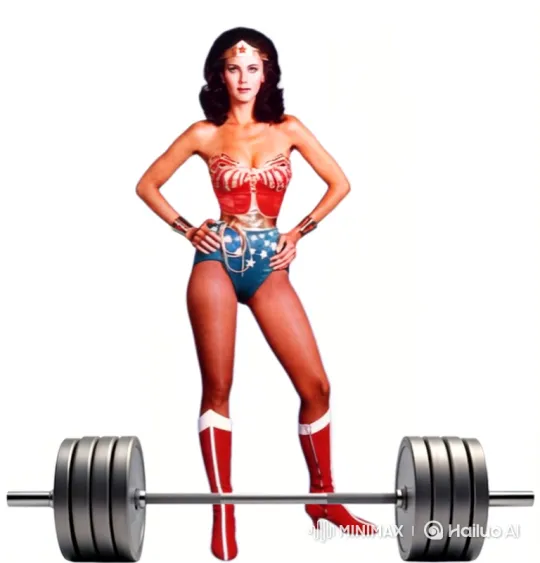 Wonder Woman Struggles to Lift Barbell in Powerful Scene – AI Generated Video | Hailuo AI