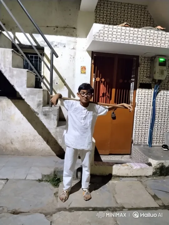 Young Man Meets Narendra Modi Impersonator in Courtyard – AI Generated Video | Hailuo AI