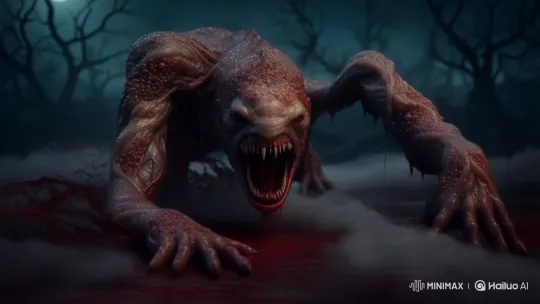 Horrific Slimy Monster Emerges in Eerie Forest – AI Generated Video | Hailuo AI