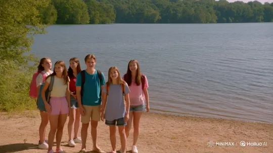 Summer Camp Teenagers Panic at Lake Shoreline – AI Generated Video | Hailuo AI