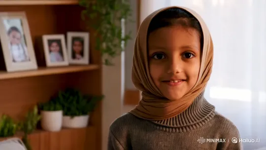 Young Girl Humasha Introduces Herself in Cozy Living Room – AI Generated Video | Hailuo AI