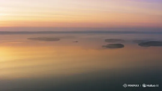 Misty Lake Dawn with Floating Islands – AI Generated Video | Hailuo AI