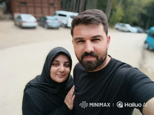 Family Embrace: Man, Woman, and Child's Joyful Reunion – AI Generated Video | Hailuo AI