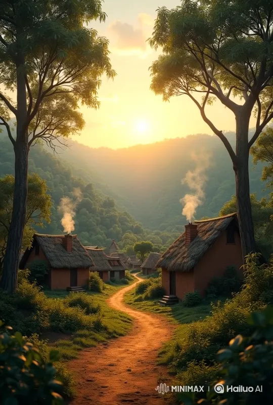 Golden Sunrise Over a Secluded Village Path – AI Generated Video | Hailuo AI