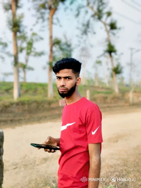 Young Man in Nature Stares Intensely at Camera – AI Generated Video | Hailuo AI
