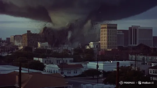 1979 City Devastated by Massive Tornado: Old Film Footage – AI Generated Video | Hailuo AI