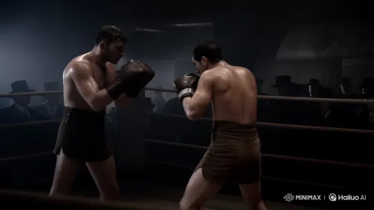 Vintage Boxers Exchange Blows in Old-Fashioned Ring – AI Generated Video | Hailuo AI