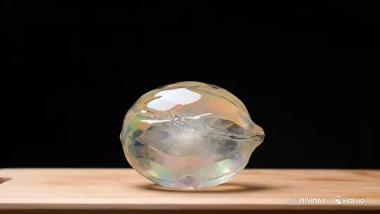 Artisanal Craft: Cutting Glass Fruit for Satisfaction – AI Generated Video | Hailuo AI