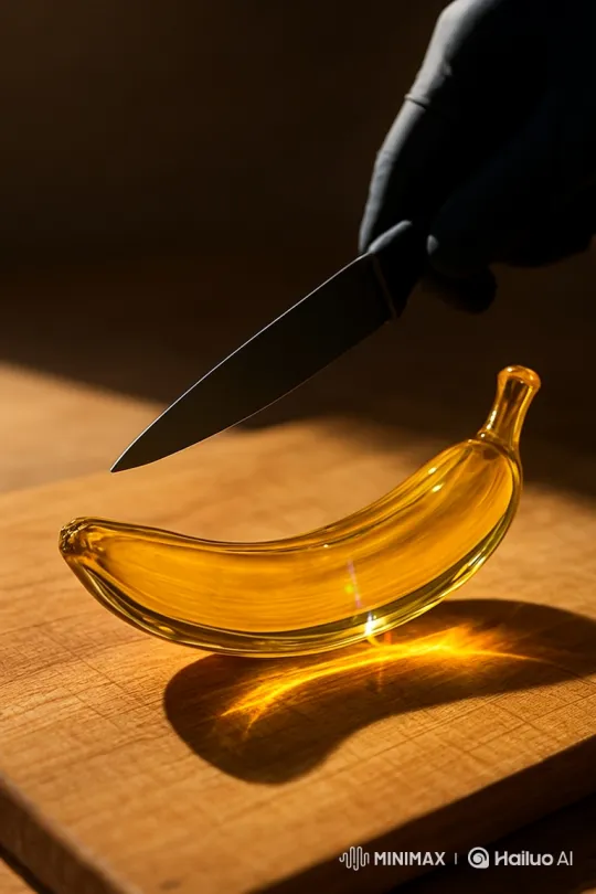 Transparent Banana Sliced with Precision – AI Generated Video | Hailuo AI
