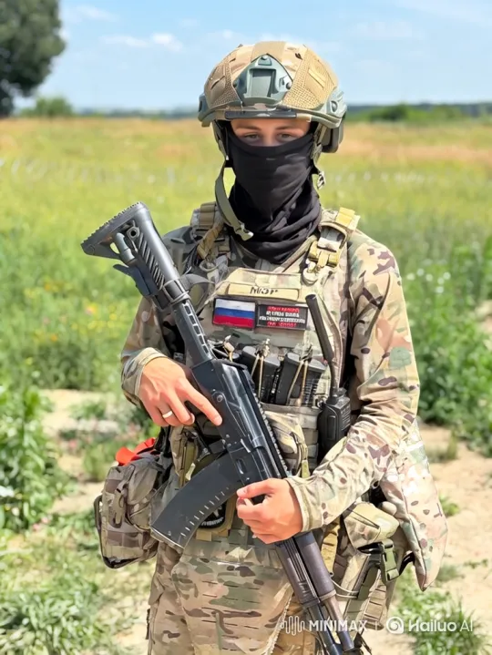 Soldier in Combat Gear Boards Sedan in Field – AI Generated Video | Hailuo AI