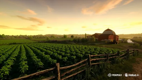 Country Farm Life: Dan's Walk Through the Golden Hour – AI Generated Video | Hailuo AI