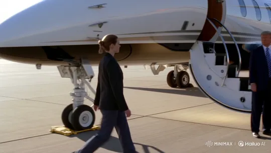 Young Woman Meets Donald Trump on Airport Tarmac – AI Generated Video | Hailuo AI