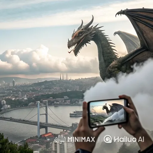 Dragon Attacks Coastal City, Setting It Ablaze – AI Generated Video | Hailuo AI