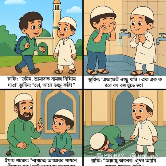 Rafi Learns to Pray with Zahin and the Imam – AI Generated Video | Hailuo AI