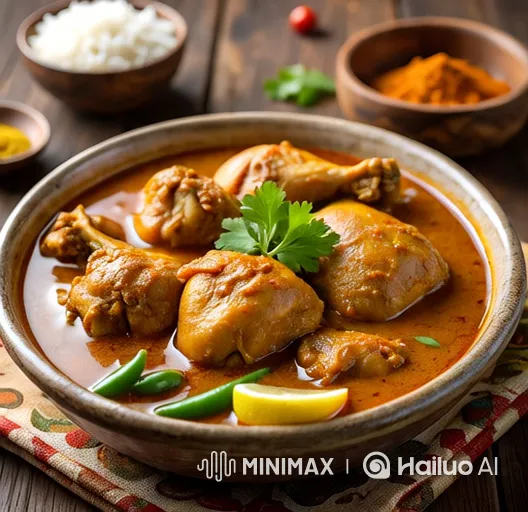 Woman Savors Chicken Curry in Appetizing Display – AI Generated Video | Hailuo AI