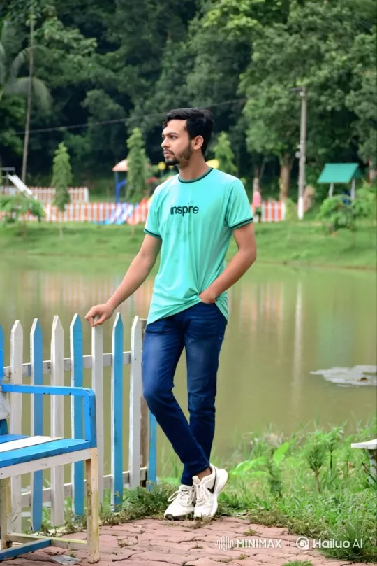 Young Man in Park Begins Confident Walk Towards Camera – AI Generated Video | Hailuo AI