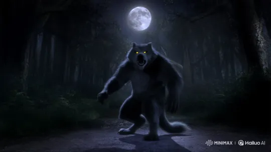 Joyful Dance of a Majestic Werewolf Under Moonlight – AI Generated Video | Hailuo AI
