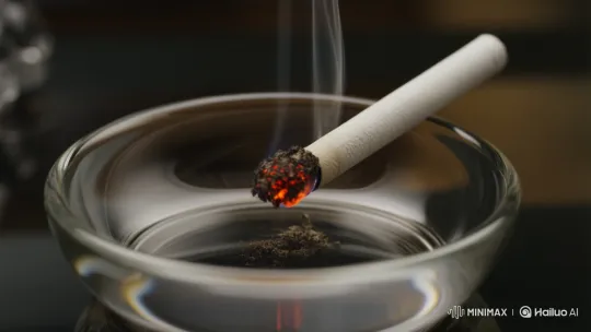 Cigarette Burns into Flower Petals in Minimalist Setting – AI Generated Video | Hailuo AI