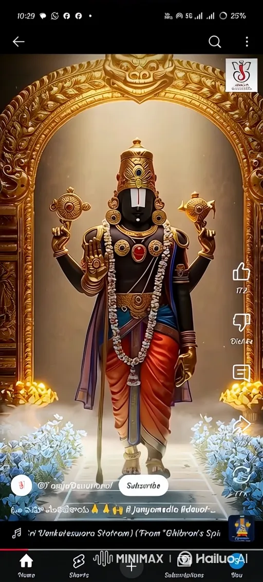 Lord Venkateswara's Stately Walk Towards the Camera – AI Generated Video | Hailuo AI