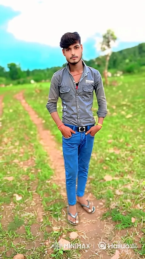 Young Man Contemplates in a Breezy Green Field – AI Generated Video | Hailuo AI