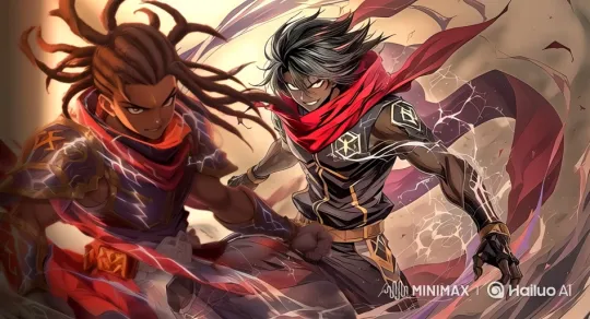 Anime Characters Tama and Kai in Dynamic Confrontation – AI Generated Video | Hailuo AI