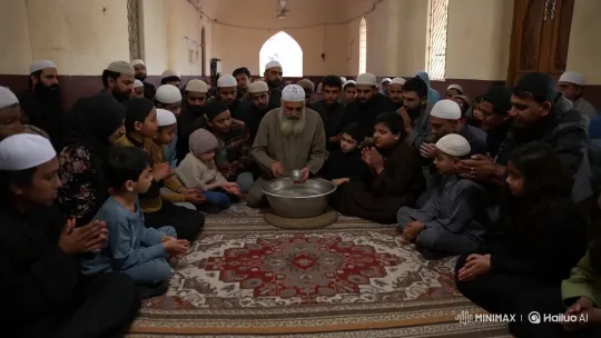 Imam Distributes Blessed Water in Mosque for Healing – AI Generated Video | Hailuo AI