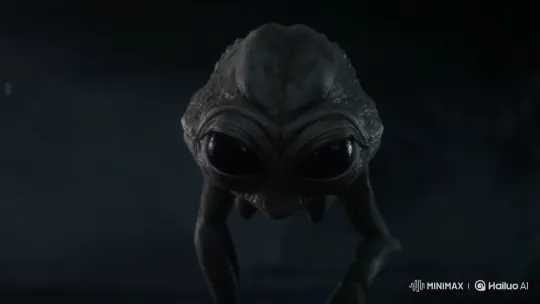 Extraterrestrial Approaches with Menacing Gaze – AI Generated Video | Hailuo AI