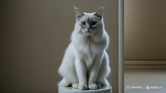 Fluffy White Cat Performing Gentle Paw Movements – AI Generated Video | Hailuo AI