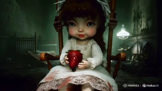 Creepy Doll Rocks in Burned Nursery with Shadowy Hands – AI Generated Video | Hailuo AI