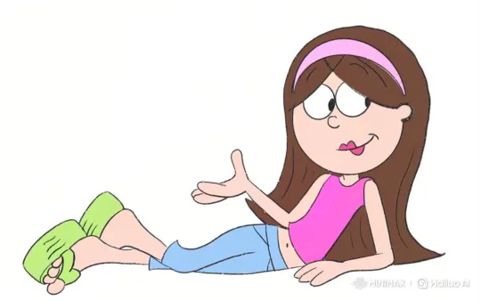 Cartoon Girl Walks and Settles into Chat – AI Generated Video | Hailuo AI