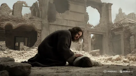 Jesus Christ Despairingly Questions 'Why' Amidst War-Torn Ruins – AI Generated Video | Hailuo AI