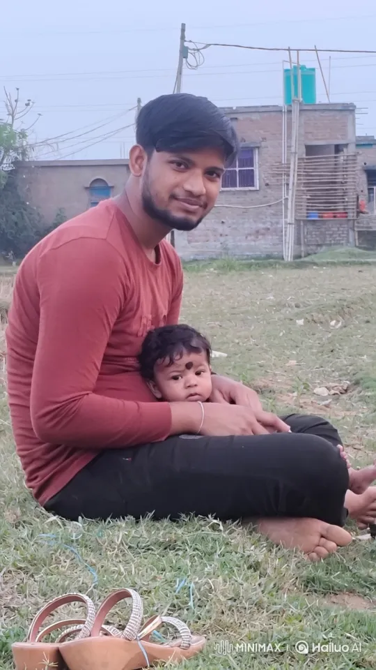 Young Man and Baby Unaware of Cheetah in Background – AI Generated Video | Hailuo AI