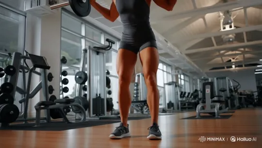 Fit Person Performing Perfect Weighted Squats in Modern Gym – AI Generated Video | Hailuo AI