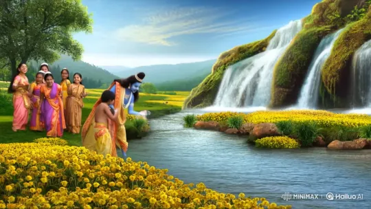 Krishna Ji's Joyful Play by the River – AI Generated Video | Hailuo AI