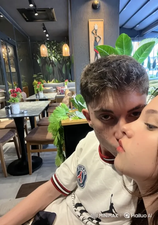 Couple and Infant Share Quiet Moment in Café – AI Generated Video | Hailuo AI