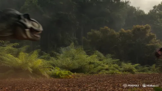 Jurassic Jungle: Red vs. Green T-Rex Battle – AI Generated Video | Hailuo AI
