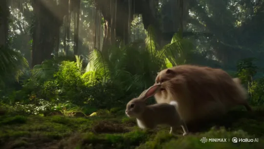 Fat Cat and Bunny's Joyful Jungle Run – AI Generated Video | Hailuo AI
