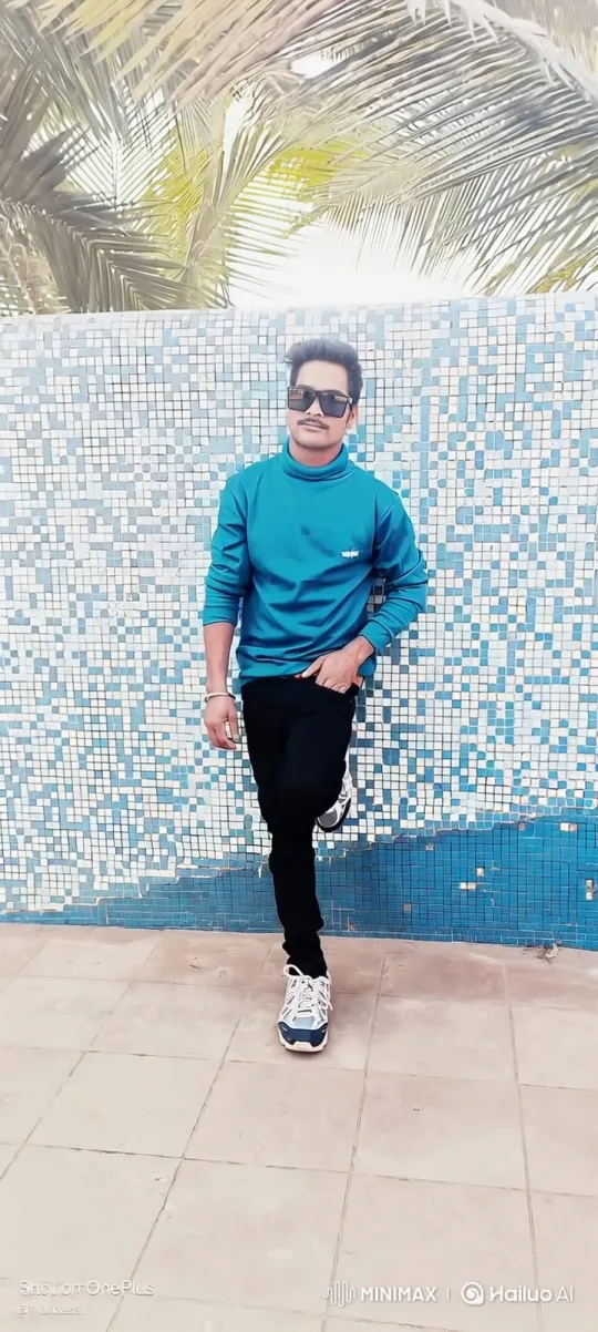 Young Couple Poses Casually Against Mosaic Wall – AI Generated Video | Hailuo AI