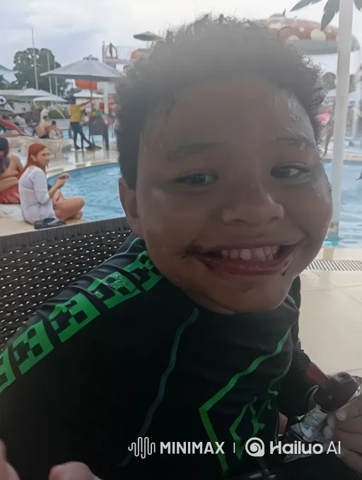 Boy Soars in Water Park with Delightful Smile – AI Generated Video | Hailuo AI