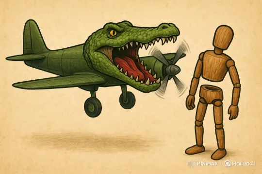 Surreal Animation: Alligator-Plane Absorbs Mannequin – AI Generated Video | Hailuo AI