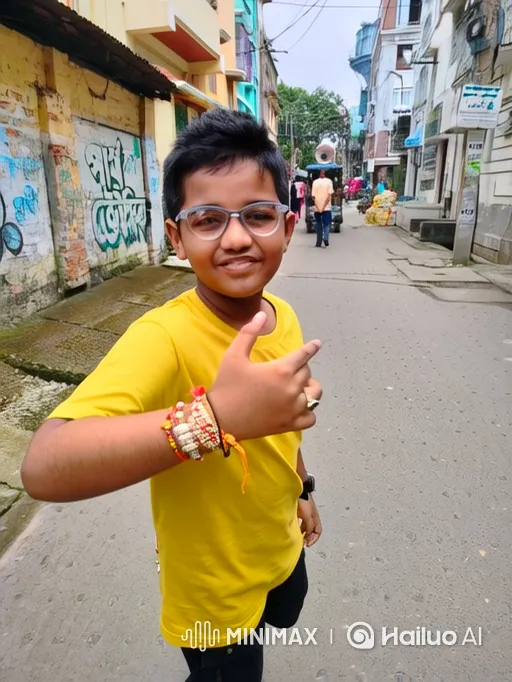 Young Boy with Beaded Bracelets in Urban Setting – AI Generated Video | Hailuo AI