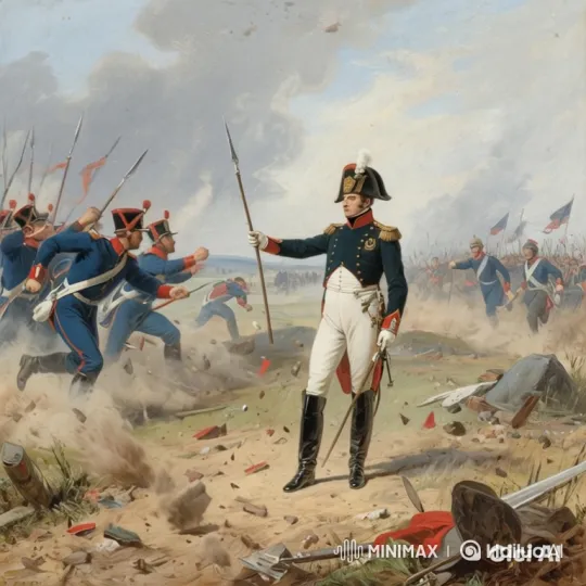 Historical Battle Scene: Officer Leads Charge Amidst Chaos – AI Generated Video | Hailuo AI