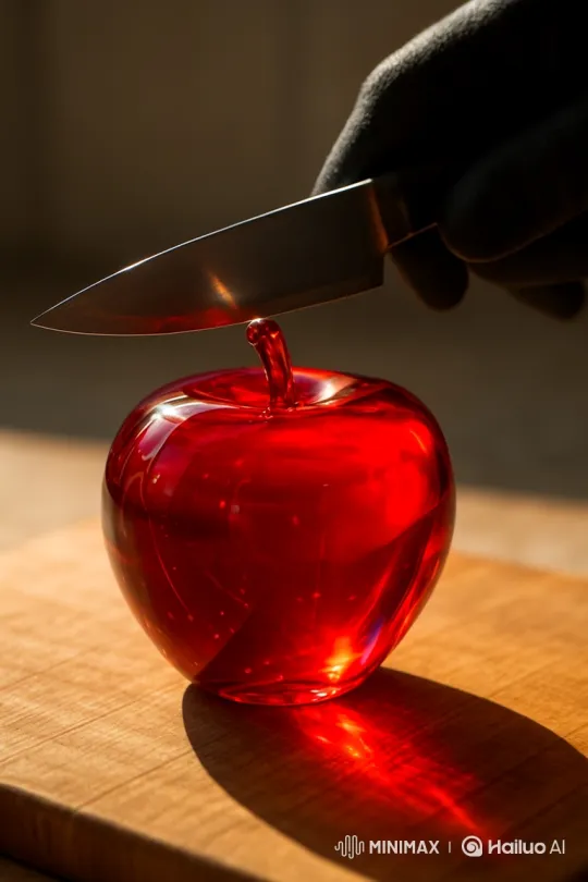 Steady Hand, Shimmering Glass Apple: A Study in Light and Stillness – AI Generated Video | Hailuo AI