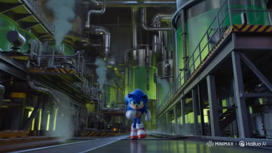 Blue Hedgehog Sprints Through Chemical Factory in 3D Animation – AI Generated Video | Hailuo AI