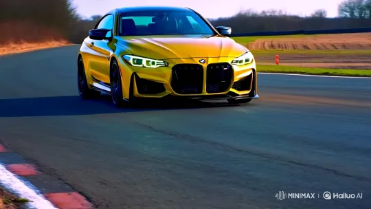 BMW M4 CS: Powerful Stop with Cinematic Elegance – AI Generated Video | Hailuo AI