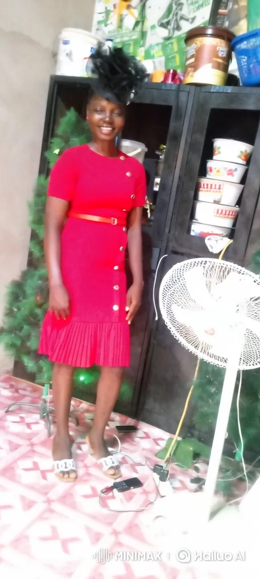 Young Woman in Red Dress Smiles Warmly in Still Setting – AI Generated Video | Hailuo AI